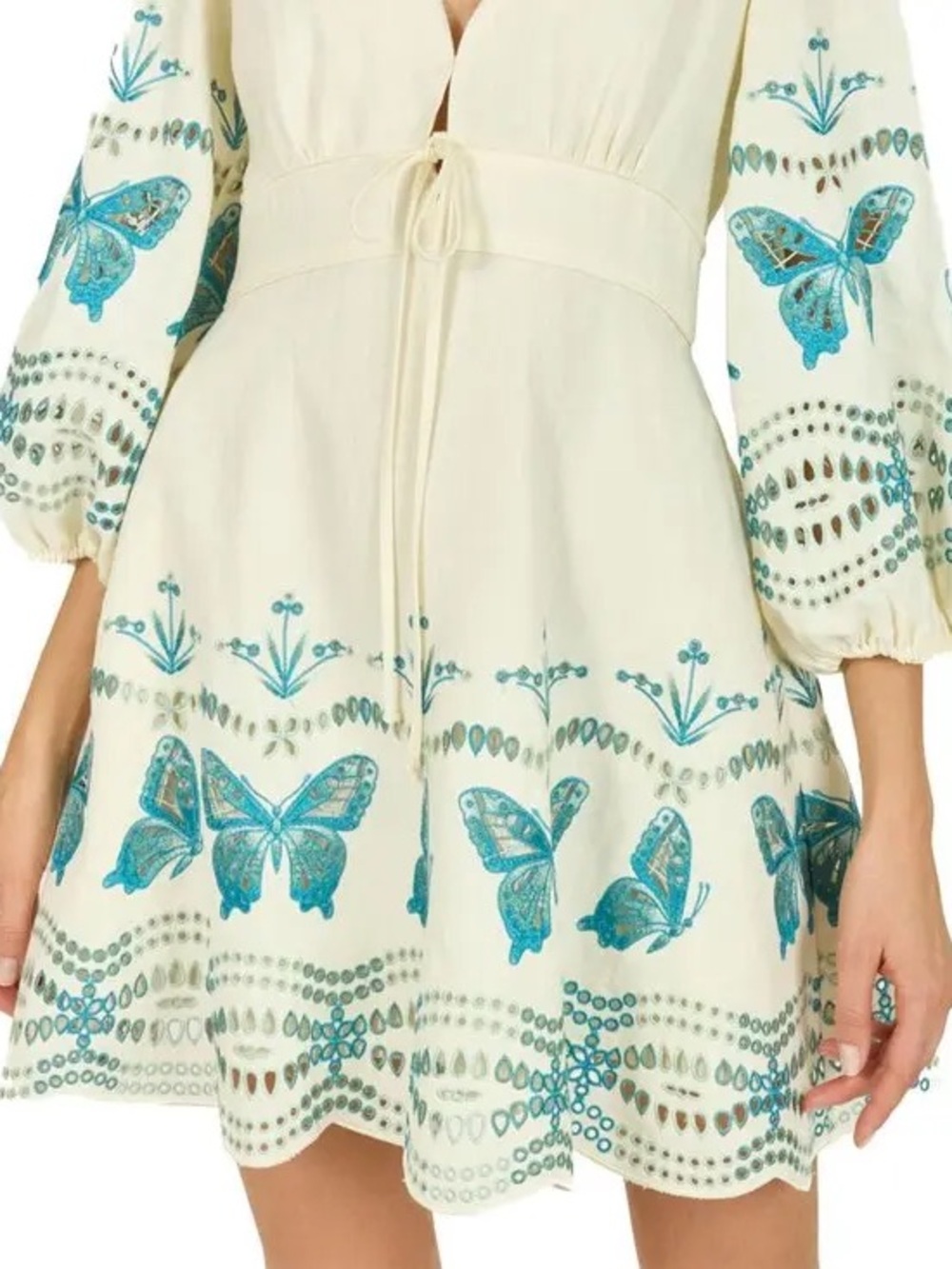 Secret Mission Butterfly Priscilla Dress, Cotton Linen with Embroidery, $695.00 - Picture 3 of 9